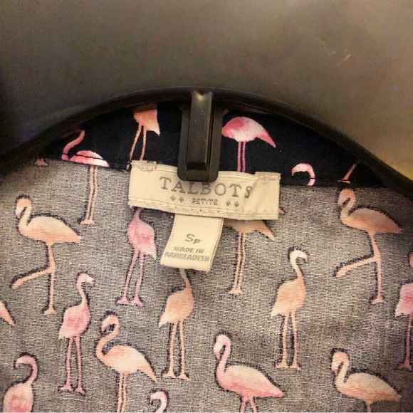Talbots Petite Flamingo Button Front Sleeveless Tank‎ Top Navy Pink Small Petite - Picture 3 of 5